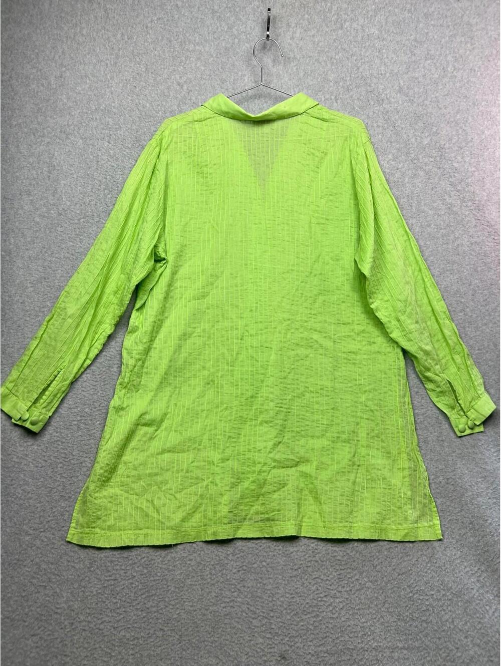 Charlotte Kellogg Women's Sheer Tunic Blouse Plus 2X Lime Green Cotton Beach - Picture 2 of 11